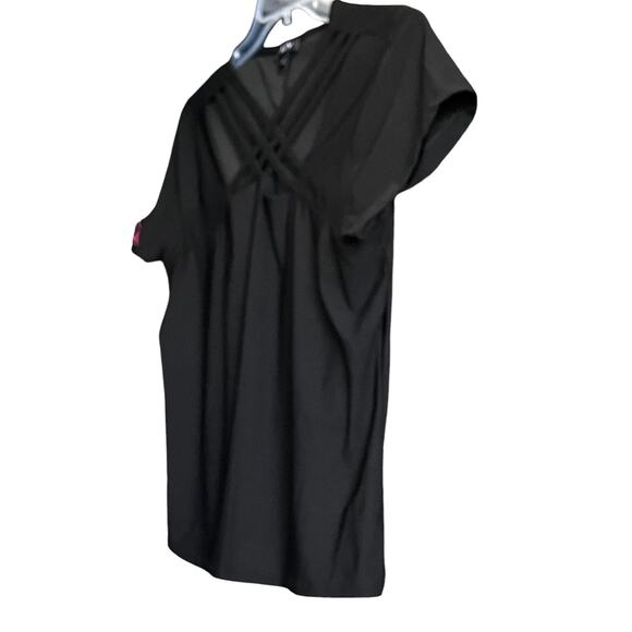 A.U.W. SHORT SLV, PULL-OVER, ROUND NECK W/ATTACHED BANDS, WOMENS, L, SOLID BLACK - Picture 3 of 9